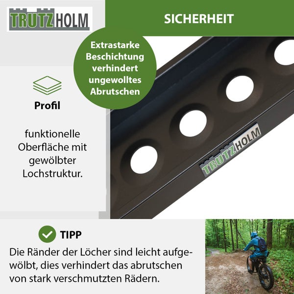 TRUTZHOLM 2 x Auffahrschienen 194 cm Traglast 400 kg Alu schwarz Auffahrrampen Verladerampen