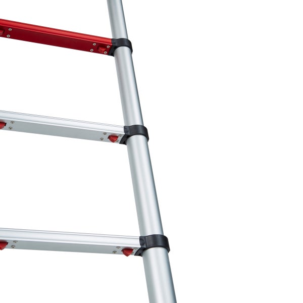 Detailansicht einer Teleskopleiter aus Aluminium