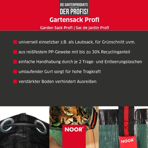 Gartenabfallsack PROFI - 210g/m² - 270 Liter - reißfester Laubsack mit verstärktem Boden & umlaufendem Gurt