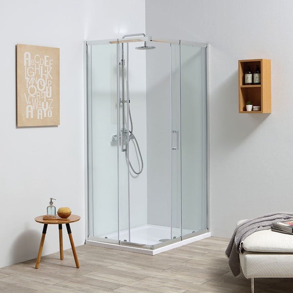 Verstellbare Eckdusche von 70-80x90-100 cm, 4 mm Sicherheitsglas | Leo