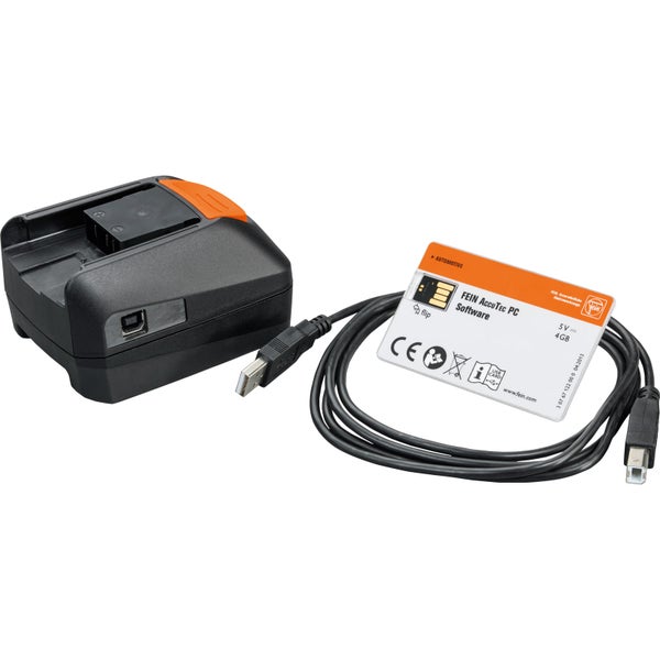 Fein AccuTec PC Software mit Ladegerät und USB-Kabel
