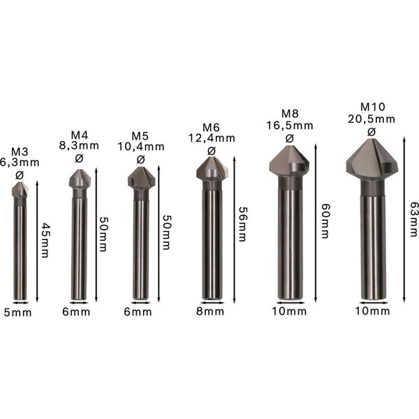 Senkbohrer Set mit verschiedenen Größen