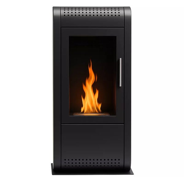 Ethanolkamin mit Flamme hinter Glas