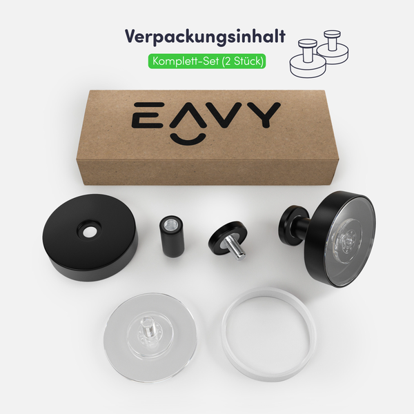 EAVY Handtuchhaken Edelstahl Schwarz mit Saugnapf 2er Pack