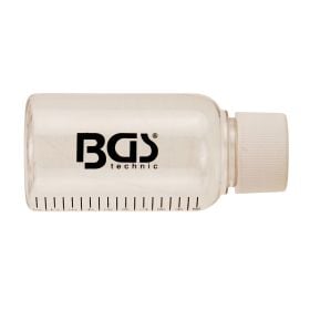 Durchsichtige Messflasche aus Kunststoff mit Skala und BGS Technic Logo