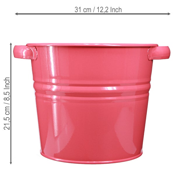 Metall-Pflanzeimer mit Griffen, Höhe 21,5 Zentimeter, Breite 31 Zentimeter