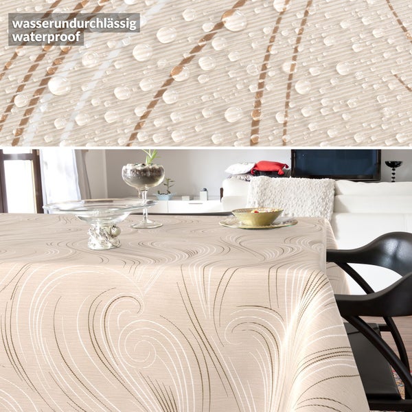 Wasserdichte Tischdecke mit Muster auf einem Esstisch