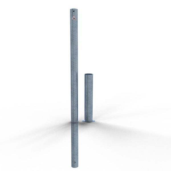 Schake Absperrpfosten herausnehmbar aus Stahlrohr verzinkt Ø60x2,5mm mit Stahlkappe 900mm Überflur ohne Verschluss und Ösen