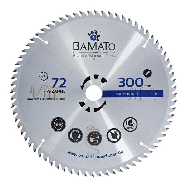 BAMATO Kreissägeblatt mit 72 Zähnen, 300 mm Durchmesser