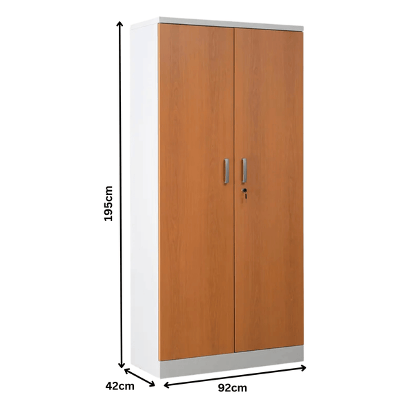 PROREGAL Aktenschrank Beetle 4 Fachböden HxBxT 195 x 92 x 42 cm Weiß & Erle