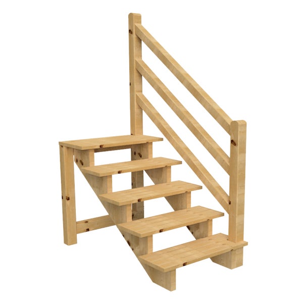 Holztreppe mit Handlauf für den Außenbereich