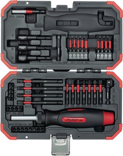 Gedore Red Schraubendreher-Bit-Satz in geöffnetem Koffer