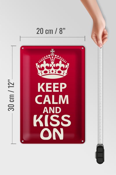 Blechschild Spruch 20x30cm Keep Calm and kiss on