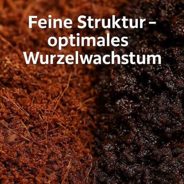 Nahaufnahme von Pflanzensubstrat mit feiner Struktur zur Förderung des Wurzelwachstums.