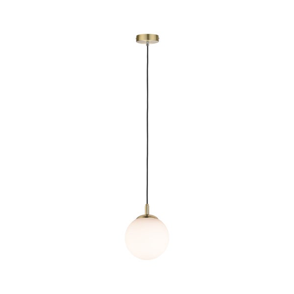 Neordic Pendelleuchte Menja E27 max. 20W Weiß, Messing gebürstet dimmbar Glas, Metall