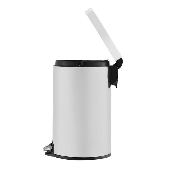 PROREGAL Treteimer Mit Stilvollem Pedal & Leise Schließendem Deckel & Kunststoffinneneimer 12 Liter HxBxT 40 x 24,8 x 32,5 cm Weiß
