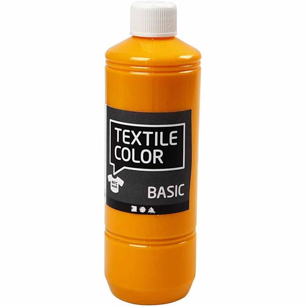 Orange Textilfarbe Basic in der Flasche, waschbar bis 40 Grad.