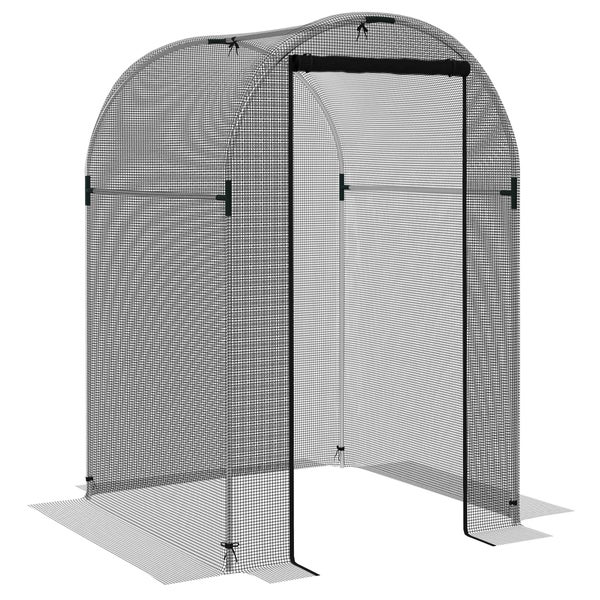 Outsunny Insektenschutznetz 1,2 x 1,2 m Gartennetz mit Tür, Pflanzenschutzzelt, Schädlingsschutznetz mit Stahlrahmen, für Garten, Balkon, HDPE, Schwarz
