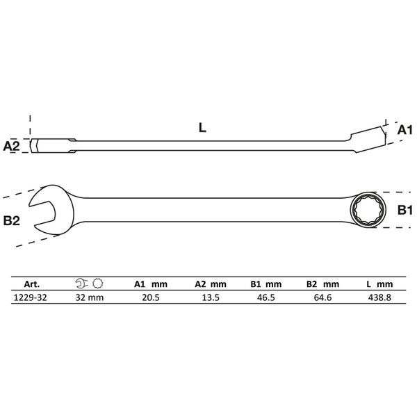 BGS Maul-Ringschlüssel extra lang SW 32 mm - 1229-32