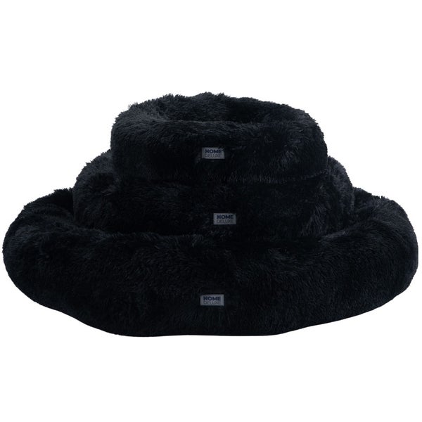 Home Deluxe - Haustierbett MUFFIN - Maße: 80 x 80 x 17 cm, Farbe: Schwarz, inkl. Tierdecke, Baumwollfüllung, waschbarer Bezug, Rutsch- & Wasserfest I Hundebett Hundekissen Bett für Katzen