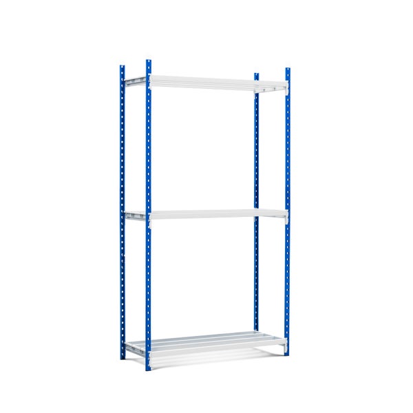 PROREGAL Fachbodenregal Maximus Pro HxBxT 200 x 150 x 50 cm 3 Ebenen Offener Fachboden Fachlast 236 kg Lichtblau-Lichtgrau