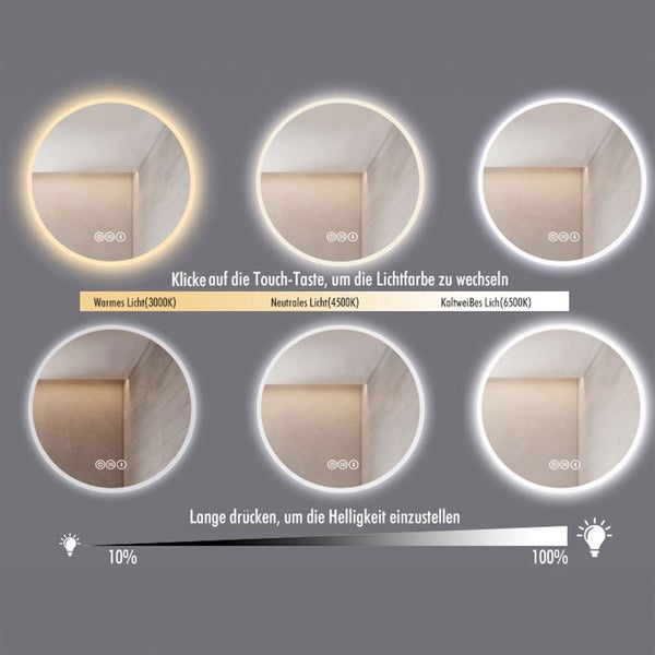 Home Deluxe - LED-Spiegel NOLA - Rechteckig 160 x 70 cm - 3 verschiedene Lichtfarben, Antibeschlagssystem - 38 Watt Gesamtleistung I Wandspiegel Badspiegel Badezimmerspiegel