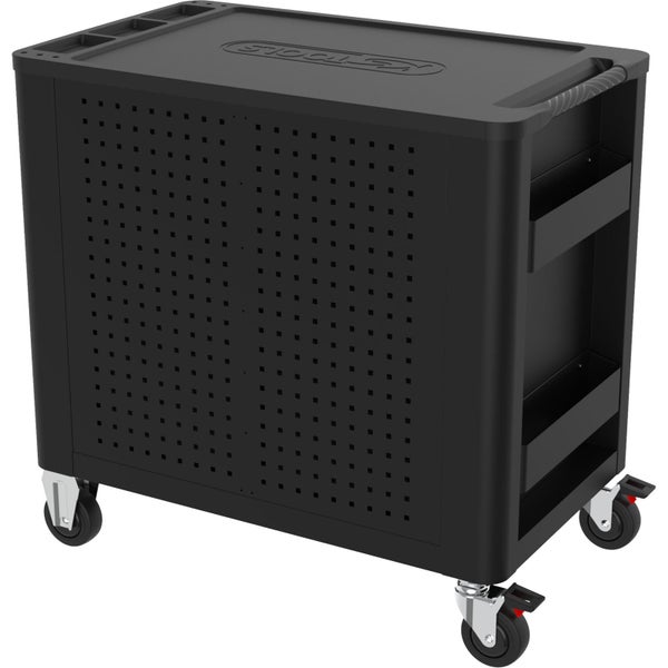 Werkzeugwagen mit mehreren roten Schubladen und Rädern von KS Tools