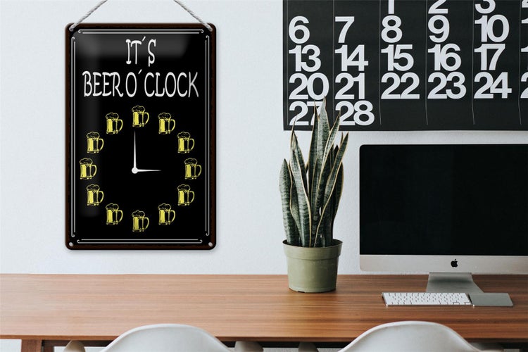 Blechschild Spruch 20x30cm it´s Beer o´clock Bier Alkohol