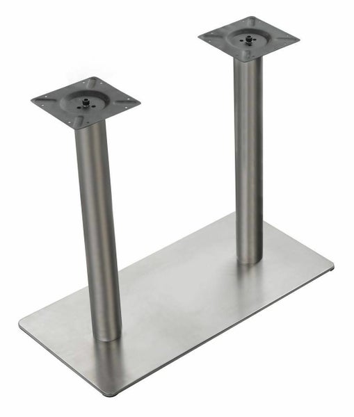 Tischgestell aus Metall mit rechteckiger Grundplatte und zwei runden Säulen