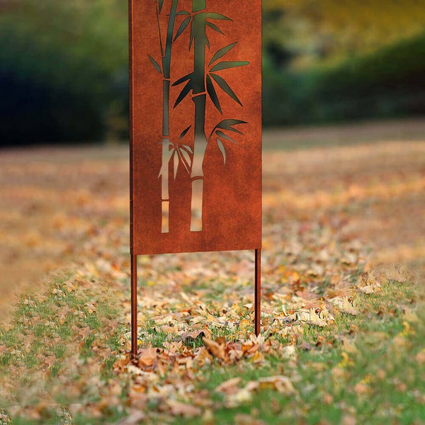 Home Deluxe - Rost Sichtschutz - AURELIA - 230 x 50 x 1,5 cm, wetterbeständig, edle Rostoptik I Gartenstecker Rostschild Sichtschutz Deko aus Rost