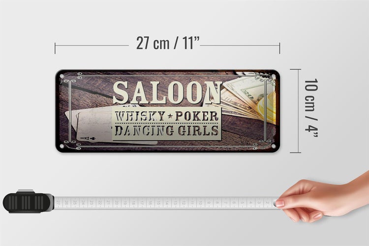 Blechschild Spruch Saloon Whisky Poker Dancing 27x10cm Dekoration