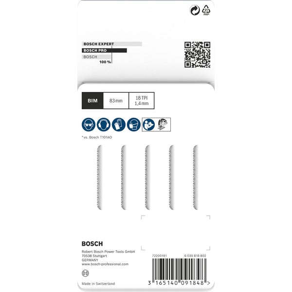 Bosch Expert Stichsägeblätter Set, BIM, 83 mm, 18 TPI