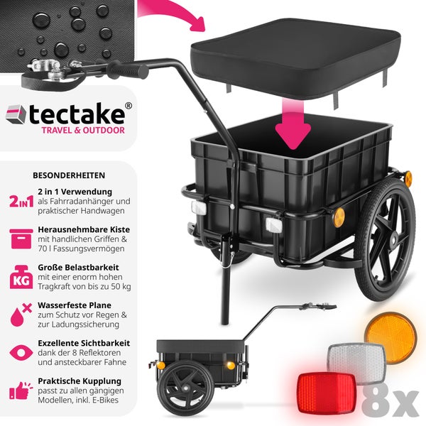 Fahrradanhänger tectake CargoXpress ca. 148 x 64 x 81 cm 2 in 1 multifunktional schwarz