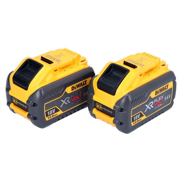 Zwei Dewalt Flexvolt Lithium Ionen Akkus mit 18 Volt und 54 Volt sowie 12 Amperestunden Kapazität