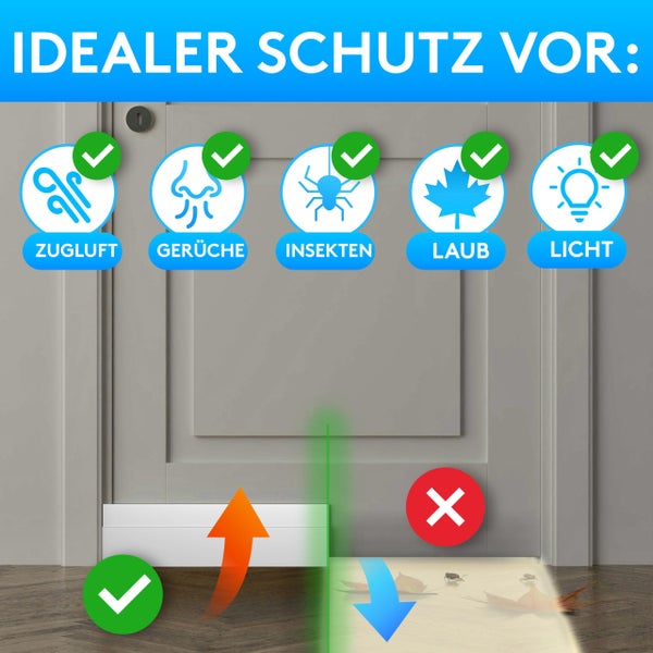 SilverRack Zugluftstopper für Türen Weiß [1 x 1m] - Zuschneidbare Türdichtung selbstklebend - Türdichtung unten - Gummilippe Tür Dichtung Zugluft - Tür Windschutz, Schallschutz & Kälteschutz