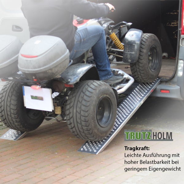TRUTZHOLM 2 x Auffahrrampe 150 cm Tragkraft 400 kg Alu grau profiliert Verladerampe Motorradrampe