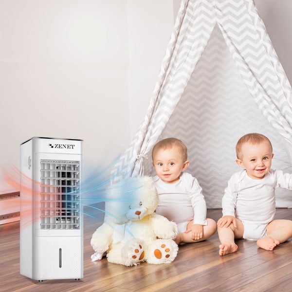 Mobiler Luftkühler Zenet ZET-480 mit Heizfunktion, Luftbefeuchter & Luftreiniger – tragbares Klimagerät für Räume, 4-in-1, energieeffizient