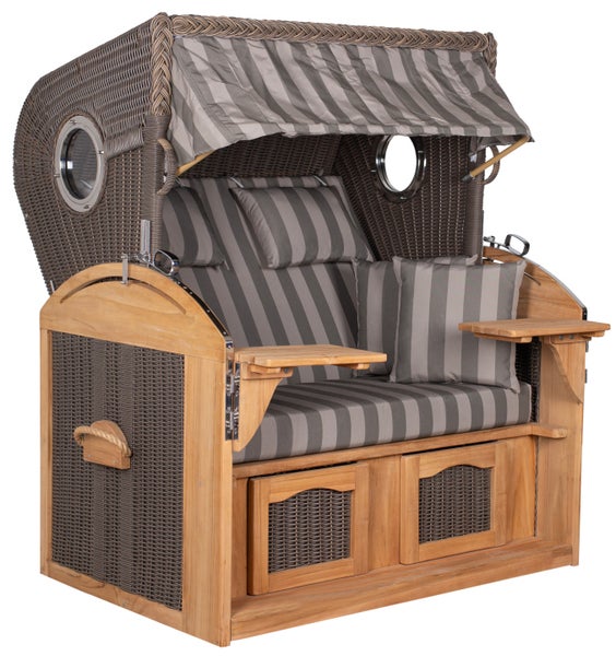 Strandkorb Horum XL Teak PE grey Dessin 537