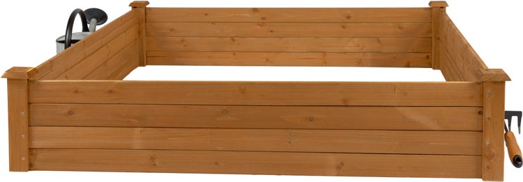 needs&wants® Große Hochbeet-Umrandung aus Holz für Garten Terrasse, Pflanzbeet Bausatz XL quadratisch, Blumenbeet Kräuterbeet niedrig deko, 120 x 120 x 26,5 cm, braun