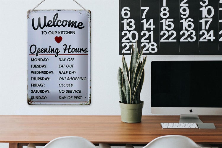 Blechschild Spruch 20x30cm welcome to our Kitchen Opening
