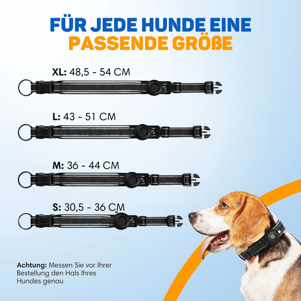 Vulpes Goods Hundehalsband - Apple Airtag Halsband für Hunde - Reflektierendes - Kratzerfest und wasserdicht - 36-44 CM - M