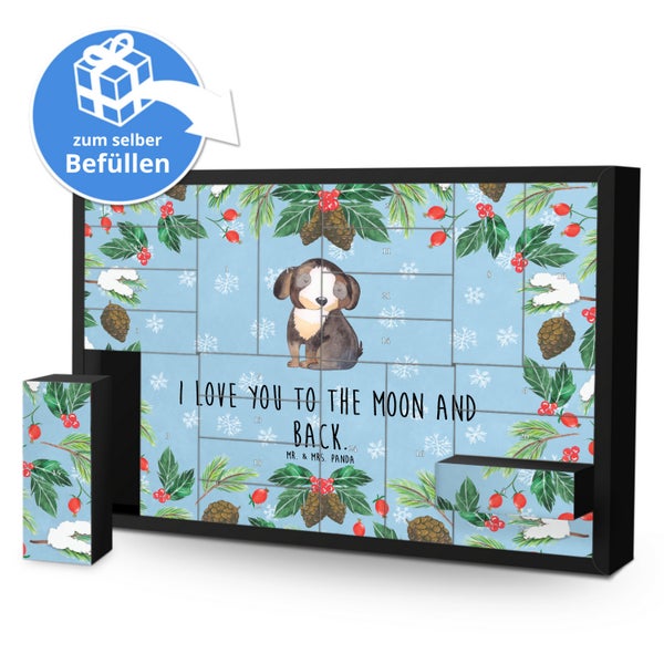 Mr. & Mrs. Panda Befüllbarer Adventskalender Hund Entspannen - Blau Pastell