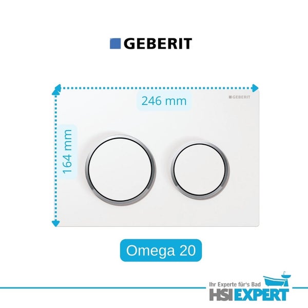 Geberit Omega 20 Betätigungsplatte mit den Maßen 246 mm mal 164 mm