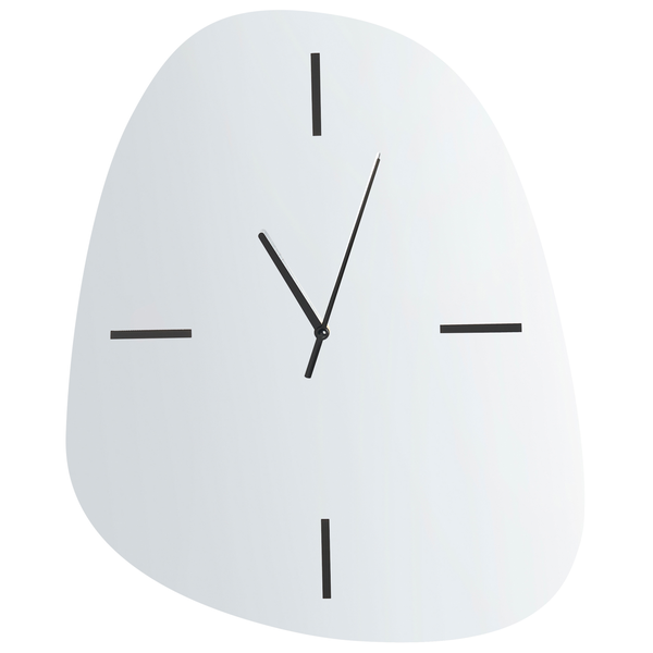 Wanduhr mit abstrakter Form und Strichindexen