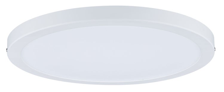 Runde LED Deckenleuchte mit weißem Rahmen und flachem Diffusor.