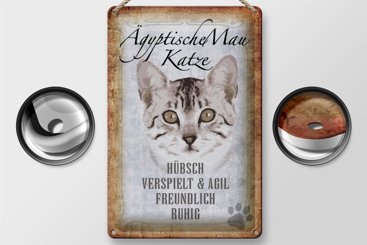 Blechschild Spruch 20x30cm Ägyptische Mau Katze Schild