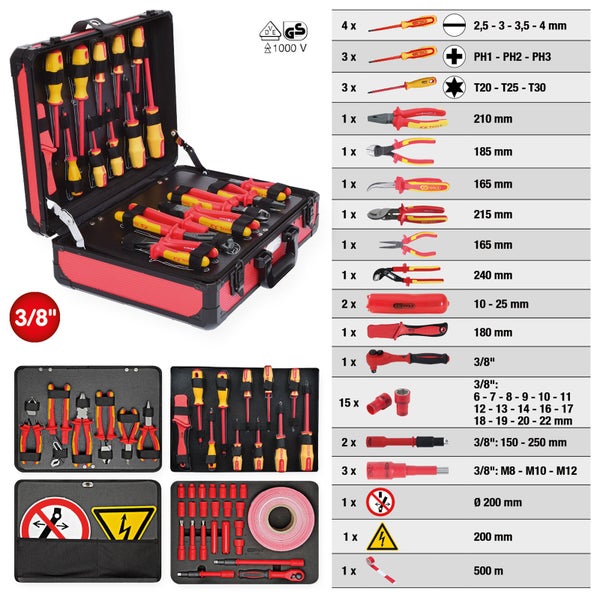 KS TOOLS Isolierter Werkzeug-Satz für Hybrid- und Elektrofahrzeuge 43tlg. - 117.1890