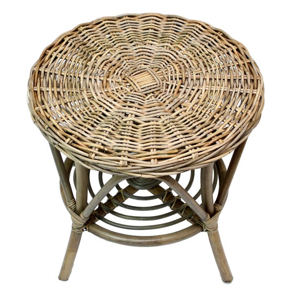 Rattan Hocker mit geflochtener Sitzfläche