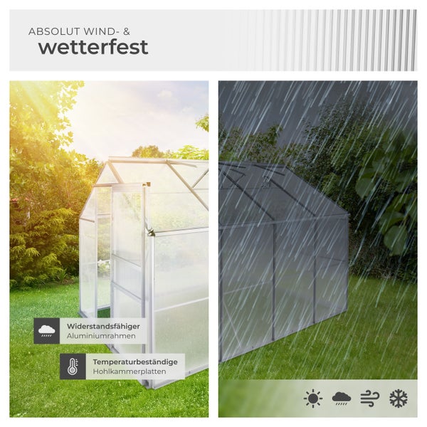 Gewächshaus mit Aluminiumrahmen und temperaturresistenten Hohlkammerplatten