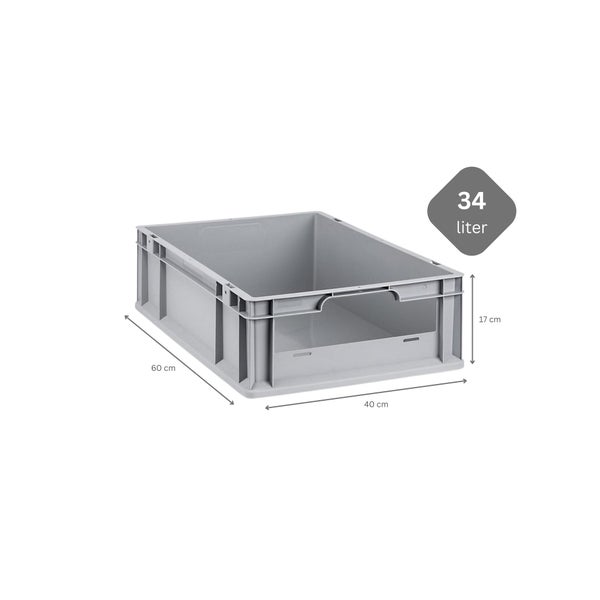 PROREGAL SuperSparSet 5x Eurobox NextGen Insight HxBxT 17 x 40 x 60 cm 34 Liter Front Offen Eurobehälter Transportbox